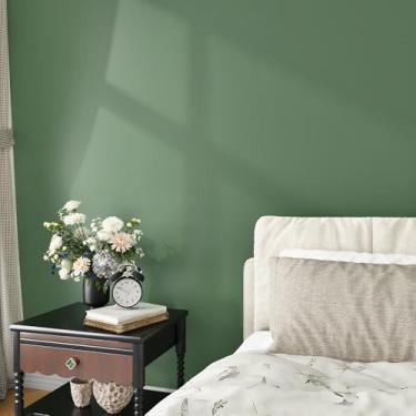 Imagem de EPPKILY Papel de parede verde para paredes de quarto 40 x 39 cm papel de parede vintage cor sólida papel de contato verde autoadesivo removível para armários bancadas rolo de vinil espesso