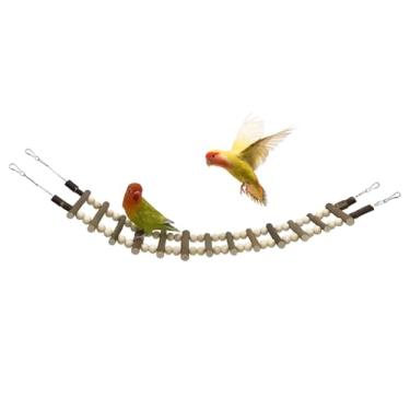 Imagem de Escada para gaiola de pássaros – com ganchos, poleiro de madeira | Acessórios para gaiola de calopsita de escalada, para calopsita, hamster, furão, pombinho, araras, tentilhões, planador de açúcar