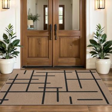 Imagem de Tangsoo Tapete Rianbow Easy Jute 2x4, listrado lavável ultra fino para corredor, tapete antiderrapante para uso externo