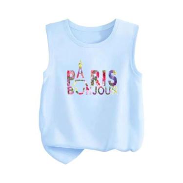 Imagem de Camiseta Regata Infantil Com Estampa De Desenho Animado, Torre Eiffel,