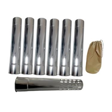 Imagem de YIJU Tubos de chaminé retos para dissipação rápida de calor, extensão de tubo de fogão, exaustão para piqueniques, caminhadas, queimador de forno de