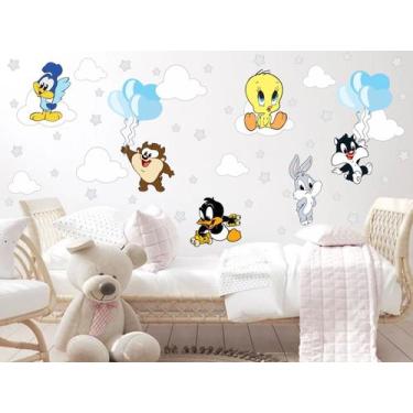 Imagem de adesivo de parede looney tunes piu piu frajola taz papa-léguas frajola