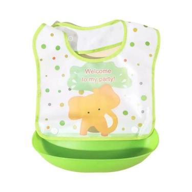 Imagem de Babador Impermeável Para Bebê Com Bolso 3D Removível Para Alimentos, B