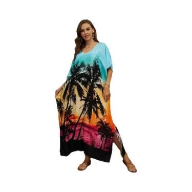 Imagem de Vestido Kaftan Maxi plus Size Para Mulheres, Saída De Praia, Roupa De 