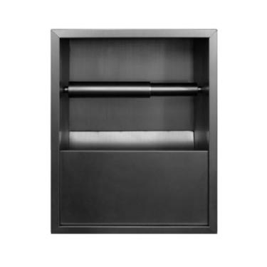 Imagem de Suporte de papel higiênico de aço inoxidável - Dispensador de rolo de banheiro montado com organizador de prateleira para escova de vaso sanitário - Nicho de parede embutido, cinza (200 x 220 x 125 mm