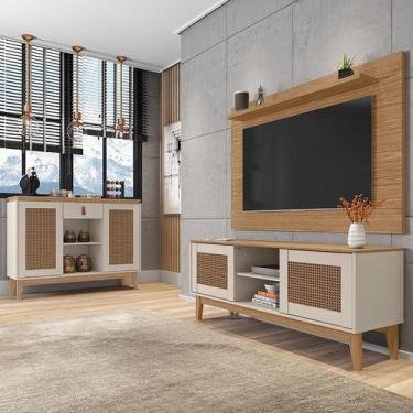 Imagem de Conjunto Sala Rack e Painel Safira com Aparador Diamante - Loja DoceLa