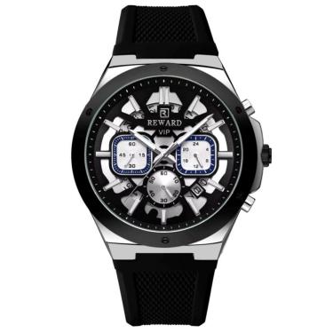 Imagem de Relogio Masculino Quartzo Multifuncional Casual Pulseira De Silicone Impermeavel Preto