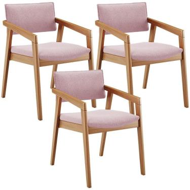 Imagem de Kit 03 Cadeiras Para Sala De Jantar Estar Living Giorgia B04 Bouclê Rosê