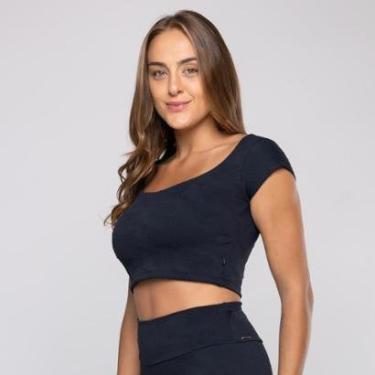 Imagem de Cropped Fitness Feminino Corte Princesa Tecido textura Bojo-Feminino