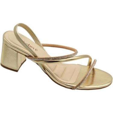 Imagem de Sandália Bebecê Salto Bloco Médio Strass Calce Fácil Feminina-Feminino