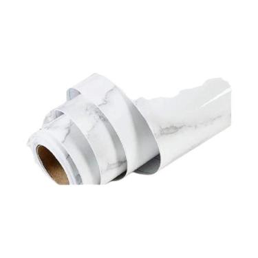 Imagem de Papel De Parede Adesivo Impermeável De PVC Rosa E Branco Com Efeito Pé