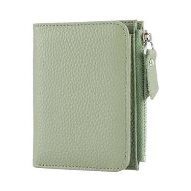 Imagem de Carteira Feminina Fina De Couro Genuíno Com Bloqueio RFID, Porta-Cartõ