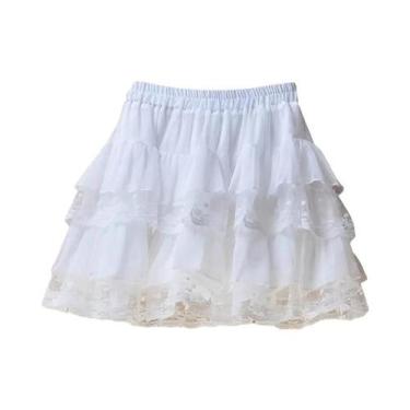 Imagem de Saia Curta De Renda Branca Com Cintura Alta, Estilo Princesa, Saia Puf