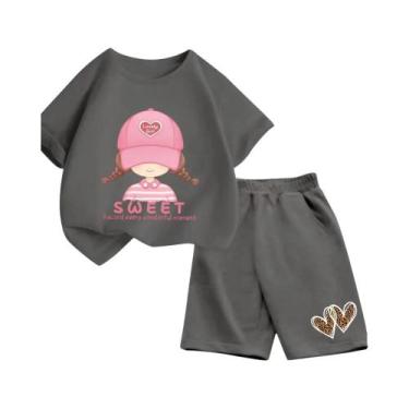 Imagem de Conjunto De Roupas Infantis De Verão Para Meninas Com Estampa De Desen