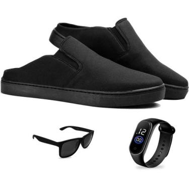 Imagem de Sapatênis Mule Slip On Masculinos Confortavel + Oculos e Relogio - MP 