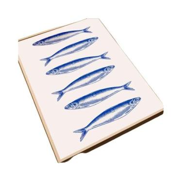 Imagem de Pinturas Em Tela De Animais Marinhos Coloridos: Sardinhas E Lagostas P