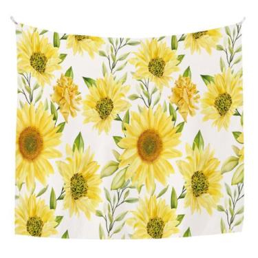 Imagem de Tapeçaria, girassol, parede, microtecido, 150x130cm, estética de quart