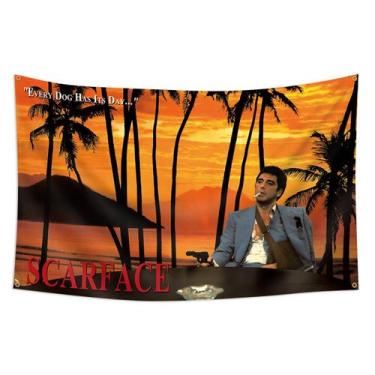 Imagem de Tapeçaria Scarfaces Flag Art Anime Wall Pendure 150x90cm - yiweisai