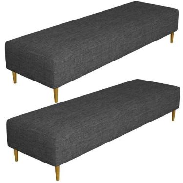 Imagem de Kit 02 Puffs Decorativo Sala De Estar Bali W01 Pés Palito 170x60cm Lin
