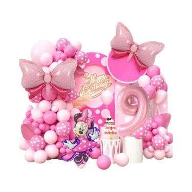 Imagem de Conjunto De Arco De Balões Com Laço Rosa Da Minnie Mouse Com 120 Peças