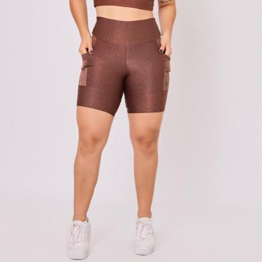 Imagem de Bermuda Flora Fisico Fitness Cintura Alta Com Bolsos Feminina-Feminino