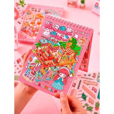 Imagem de Livro Caderno Adesivo Cenários 3D Mini Mundo Sticker Pinça - - Klizz, 