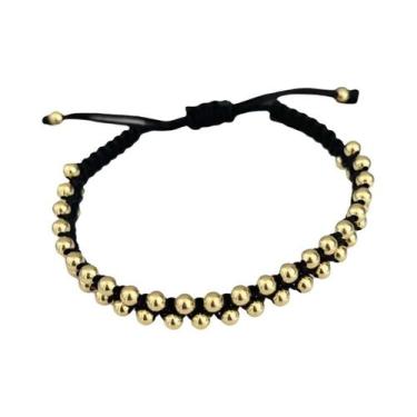 Imagem de Pulseiras Trançadas Artesanais Com Contas Banhadas a Ouro Para Mulhere