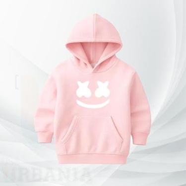 Imagem de Moletom Infantil Moleton Canguru com Capuz e Bolso Estampa DJ Marshmallow Smile Casual Inverno-Unissex