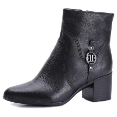Imagem de Bota Feminina Detalhe Metalizado Couro Salto Bloco Bottero