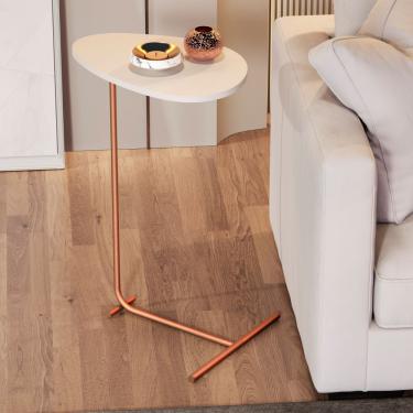 Imagem de Mesa de Apoio Orgânica Alamanda JB Móveis - Off White/Bronze