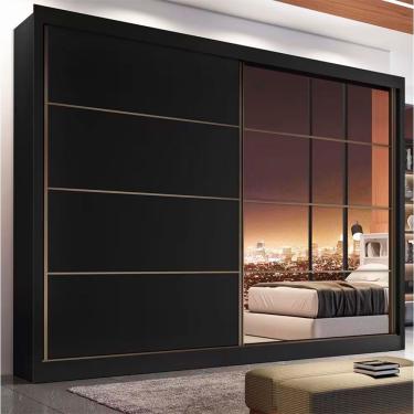 Imagem de Guarda Roupa Casal Sevilha Flex 2 Portas de Correr 6 Gavetas MDF com Espelho Made Marcs