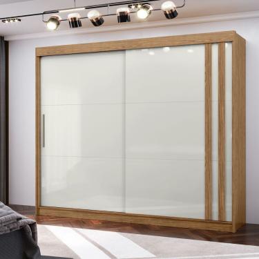 Imagem de Guarda Roupa Casal Seul 2 Portas de Correr 4 Gavetas 100% MDF Freijó-Off White MX Móveis