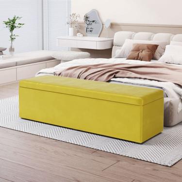Imagem de Calçadeira Baú Lua em Veludo para Cama Box Casal Queen 160cm