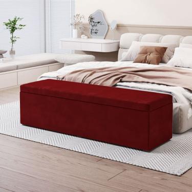 Imagem de Calçadeira Baú Lua em Veludo para Cama Box Casal Queen 160cm