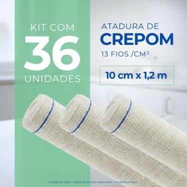 Imagem de Atadura Ortopédica de Crepom Faixa Bandagem Elástica 10cmx1.2m Kit 36 