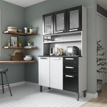 Imagem de Cozinha Compacta em Aço Múltipla 6 Ptas 2 Gav 3 Vid Preto - Bertolini