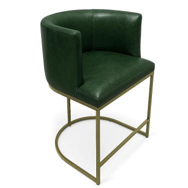 Imagem de Banqueta Alta Paola D03 Clássico Metal Madeira Assento Estofado Verde Dourado D'rossi
