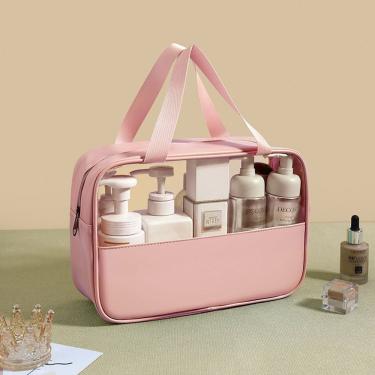 Imagem de Bolsa Necessaire para Maquiagem Transparente à Prova D'água em PVC Rosa OEM