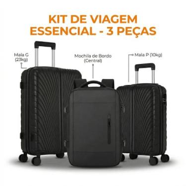 Imagem de Kit Triplo Malas de Viagem 23kg + Mala 10Kg + Mochila Expansivel de Bo