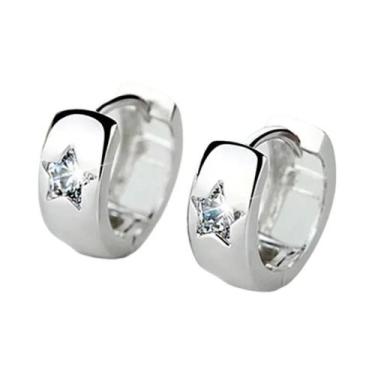 Imagem de Brincos De Argola Pequenos Em Zircônia Branca Brilhante Unissex, Joias