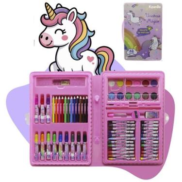 Imagem de Kit Maleta De Pintura Infantil Unicórnio 68 Peças Estojo Escolar Com C