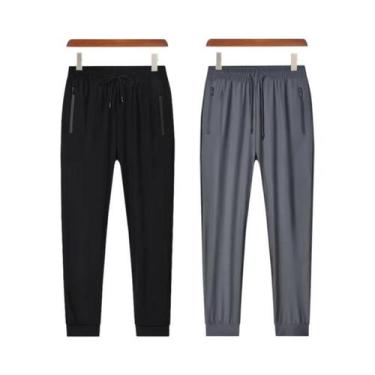 Imagem de Calças Esportivas Masculinas De Secagem Rápida Em Seda Gelada, Respirá