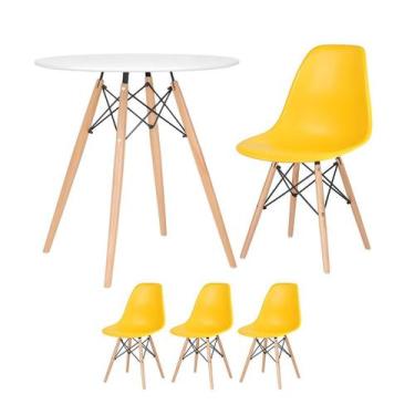 Imagem de Laraz, Mesa redonda Eames 70 cm + 3 cadeiras Eiffel DSW