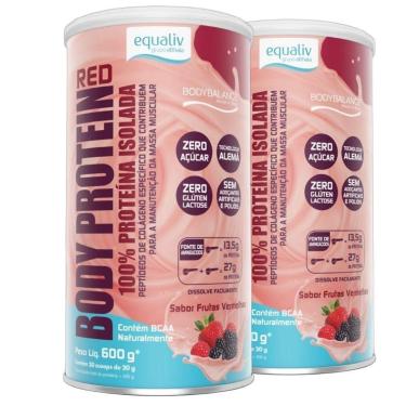 Imagem de Kit 2 Body Protein Isolado Red Frutas Vermelhas 600g Equaliv-Unissex