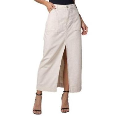 Imagem de Saia Linho Sawary Midi - 282248 - Areia 46-Feminino