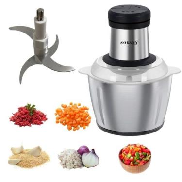 Imagem de Mixer Processador Alimentos Triturador Alho Carne 500w Aço Inox 3 Litr