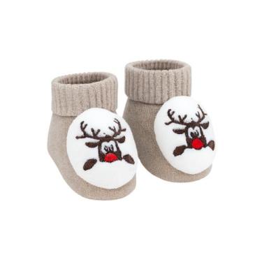 Imagem de Meia Para Bebê Pantufa 3d 0 a 6 Meses Unissex Especial Natal Encantado