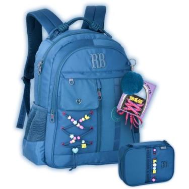 Imagem de Kit Mochila Rebecca Bonbon Costas Girls Escolar Estojo Box, Azul