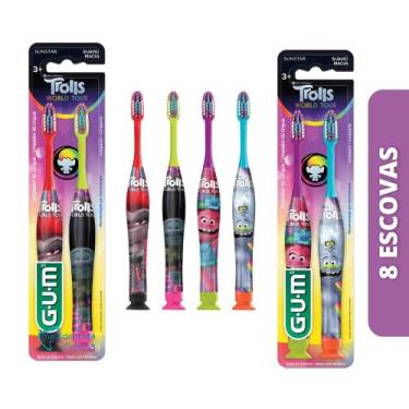 Imagem de Escova Dental Infantil Trolls Manual  GUM  8 escovas