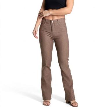 Imagem de Calça Boot Cut Bolso Falso Feminina Sawary - 282039, Marrom, 36